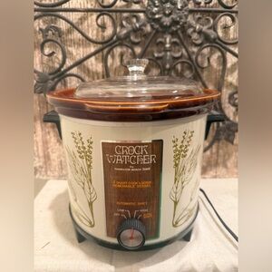 Vintage Hamilton Beach Scovill Crock Watcher 415 4QT Slow Cooker Pot Herb Garden